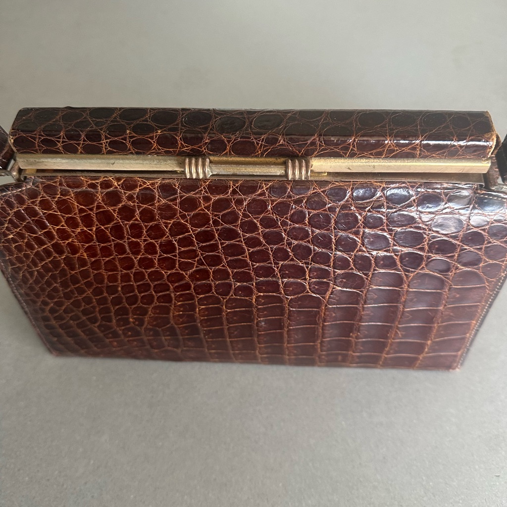 Brown Crocodile Embossed Clutch Brown Crocodile Embossed Clutch